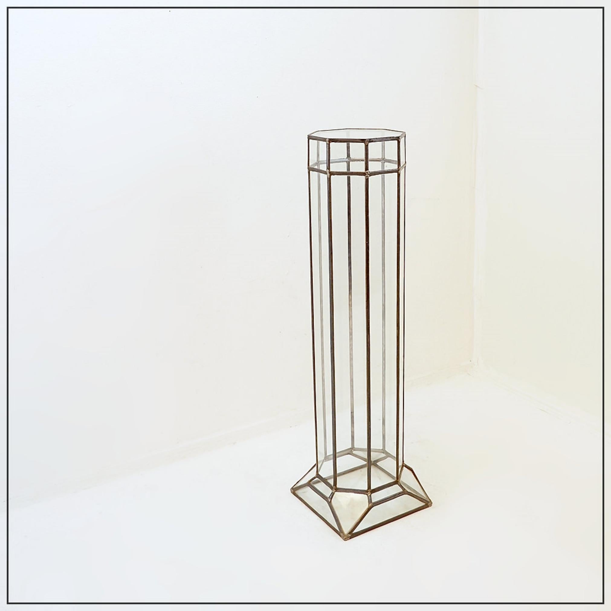 Art-Deco-Säule aus Glas und Zink im Angebot 6