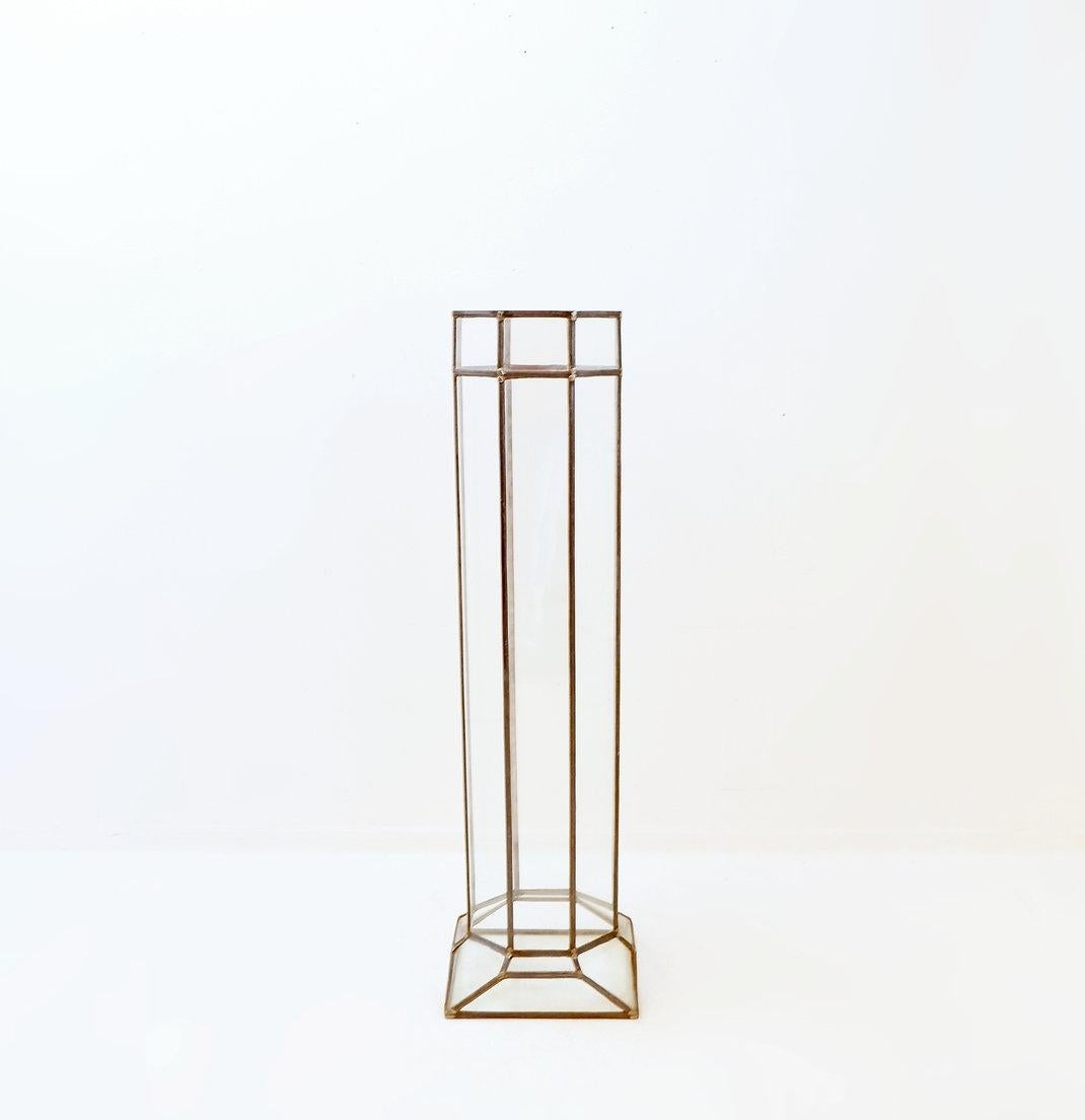 Art-Deco-Säule aus Glas und Zink im Angebot 2
