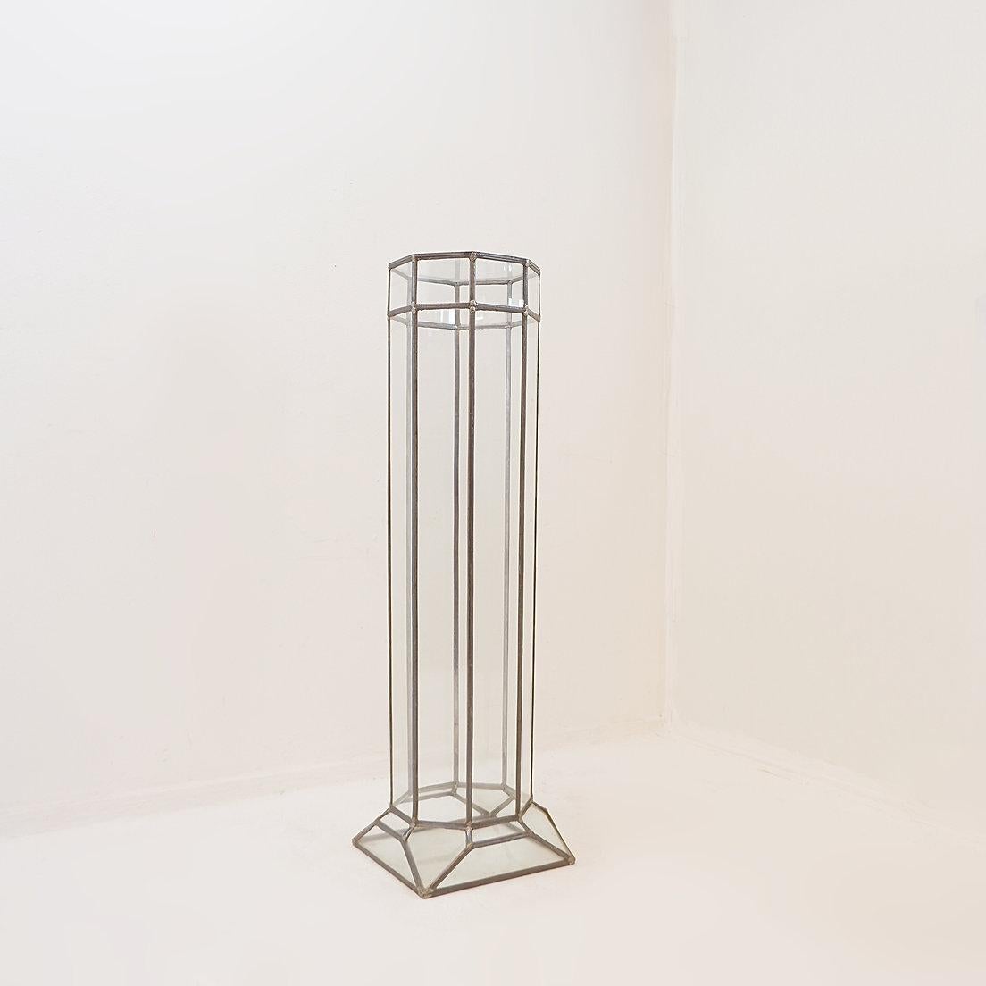 Art-Deco-Säule aus Glas und Zink im Angebot 4