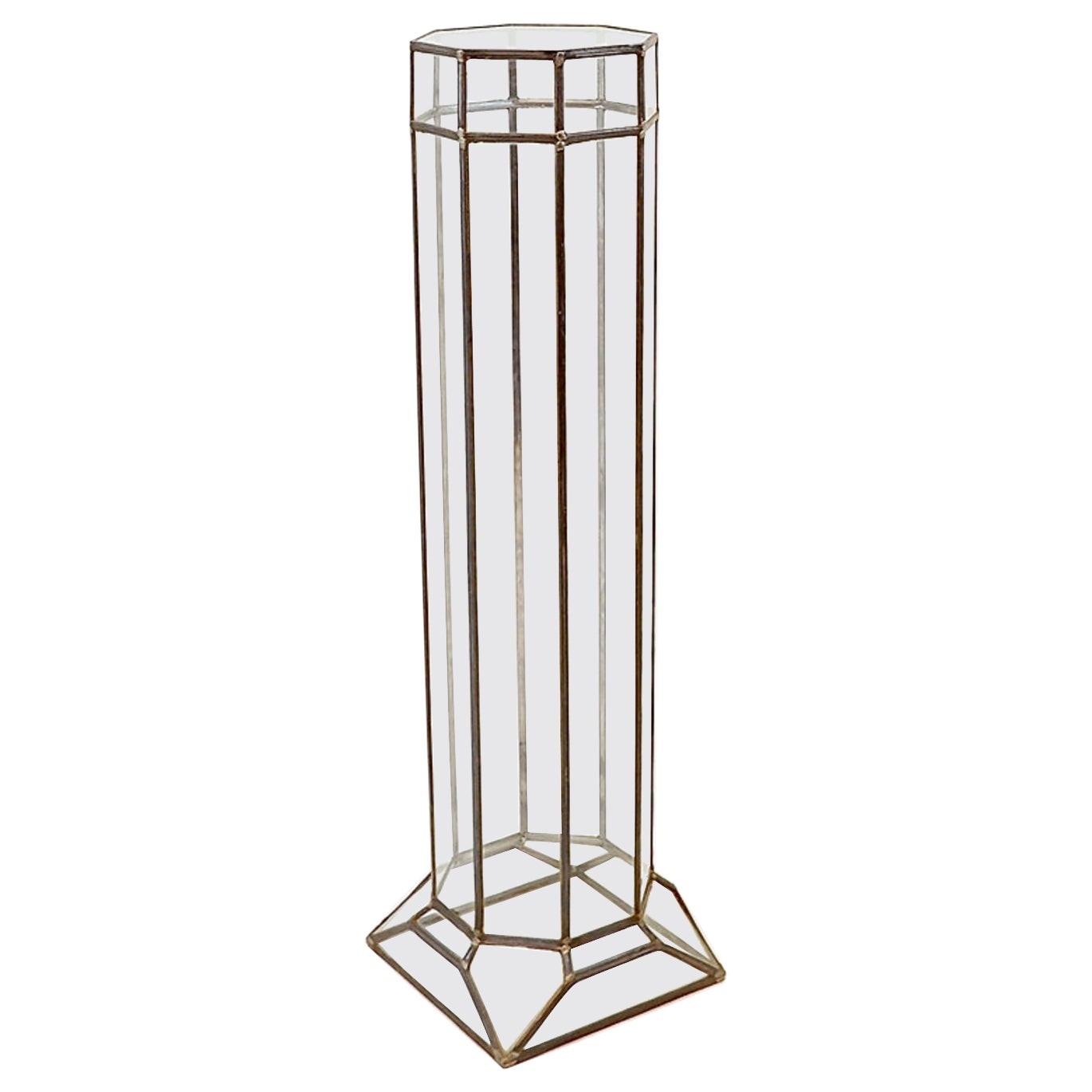 Art-Deco-Säule aus Glas und Zink