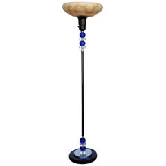 Art Deco Glass Ball Torchiere Floor Lamp