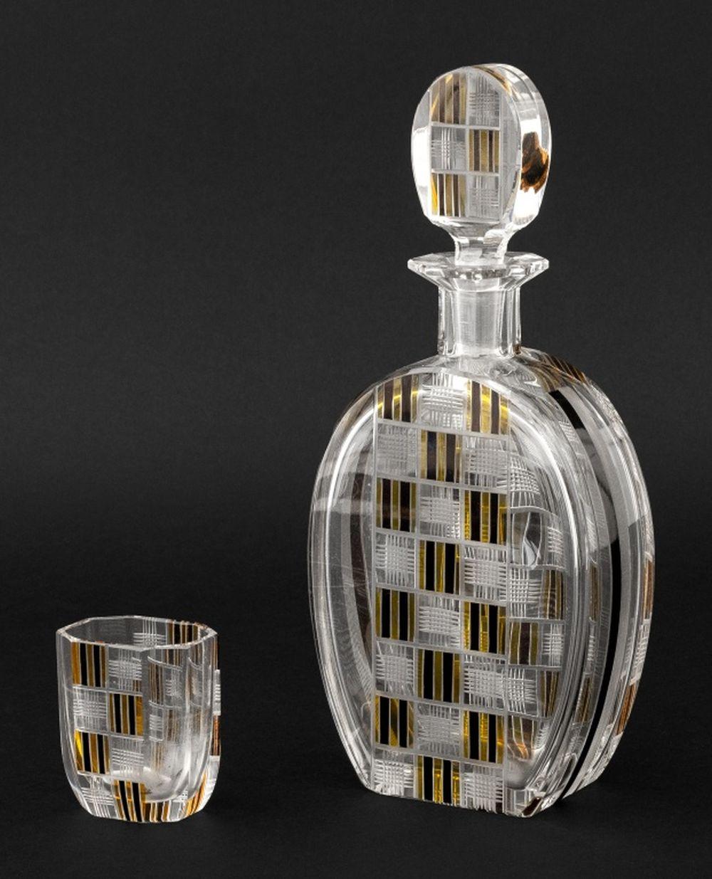 Art Deco Glass Barware, 4 Pcs. In Good Condition For Sale In Astoria, NY