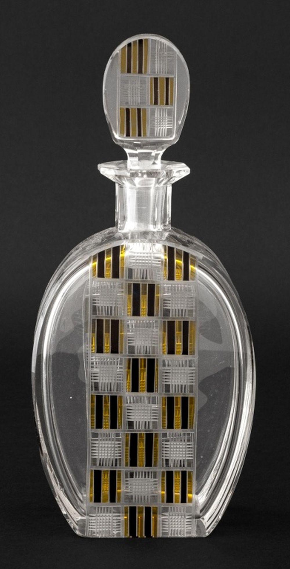 Enamel Art Deco Glass Barware, 4 Pcs. For Sale