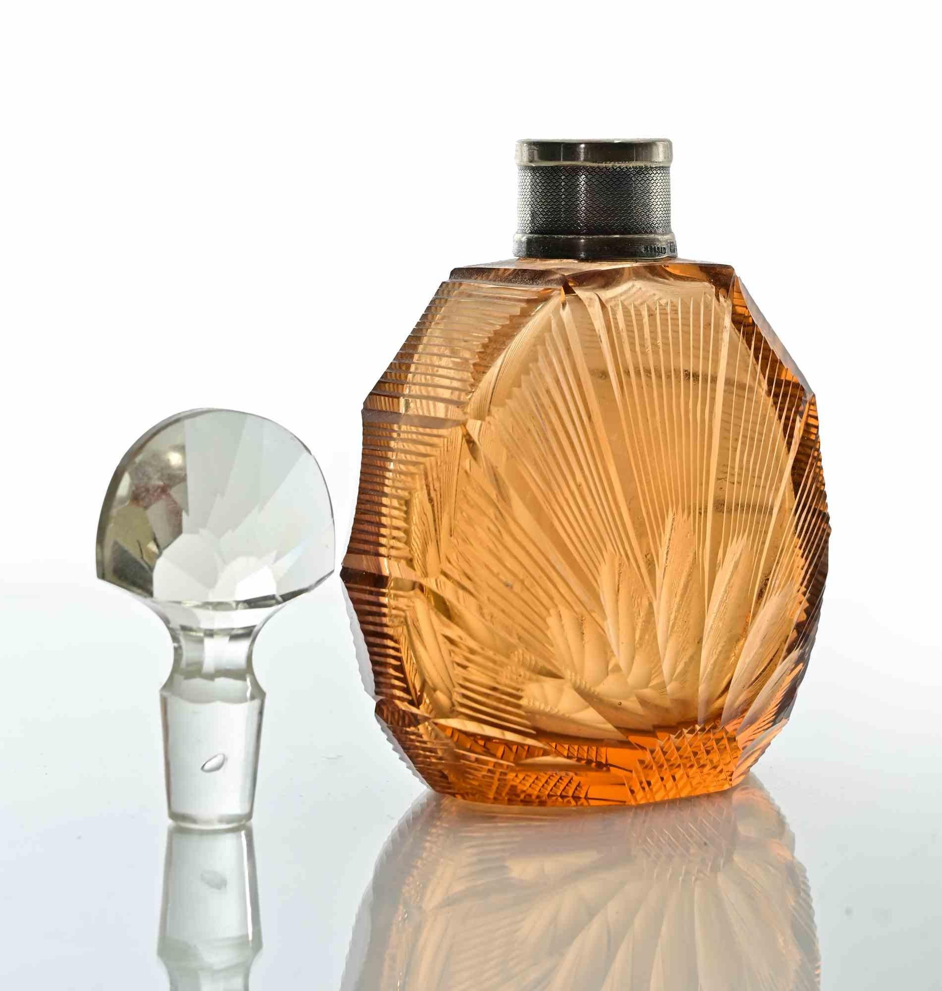 European Art Deco Glass Bottle, 1930s For Sale
