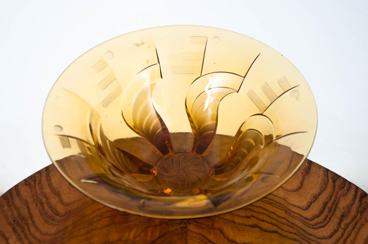 Polish Art Deco Glass Bowl, 1970s