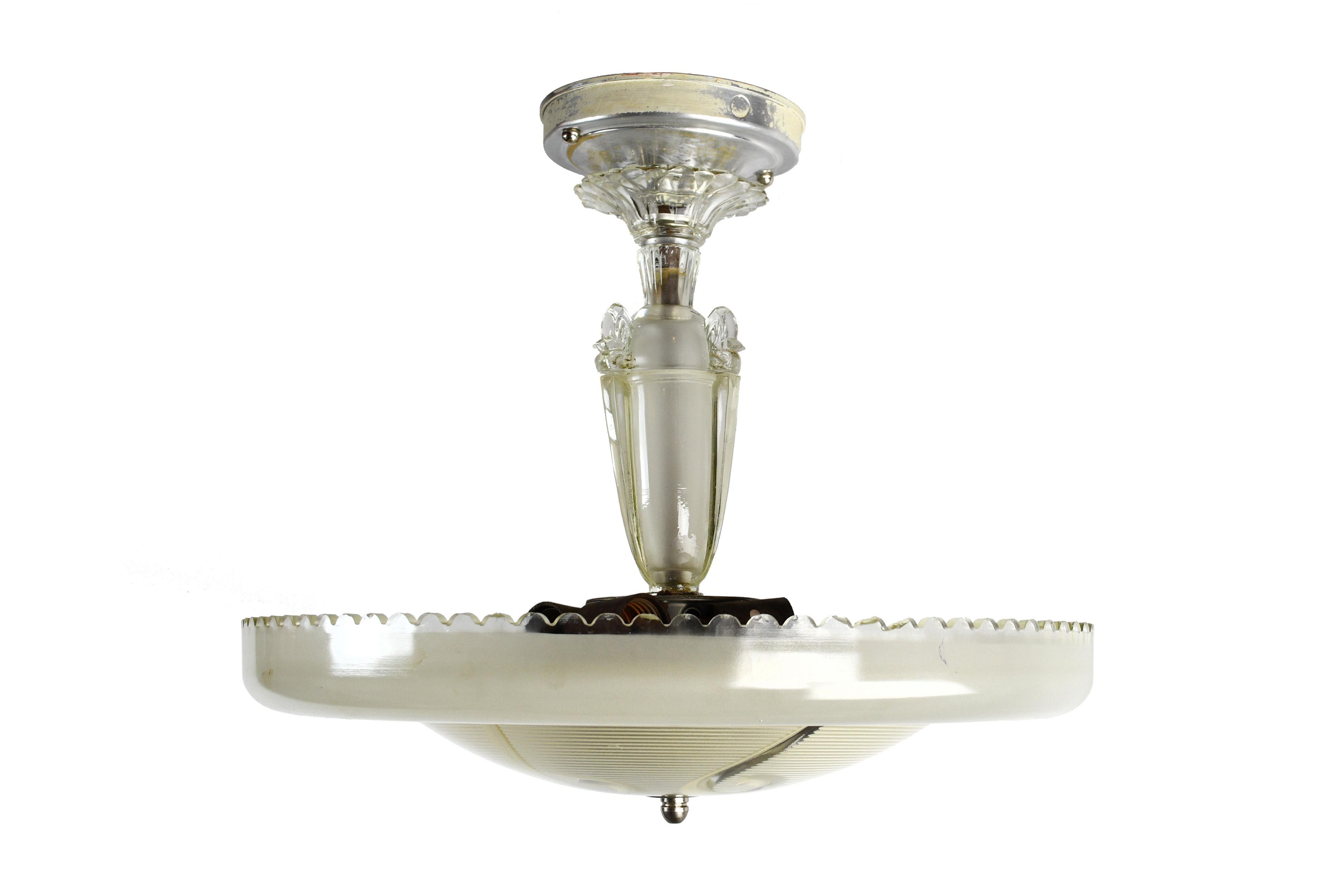 20th Century Art Deco Glass Bowl Chandelier