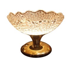 Art Deco Glass Bowl with Illuminated Brass Base, Crystal, 1930, France