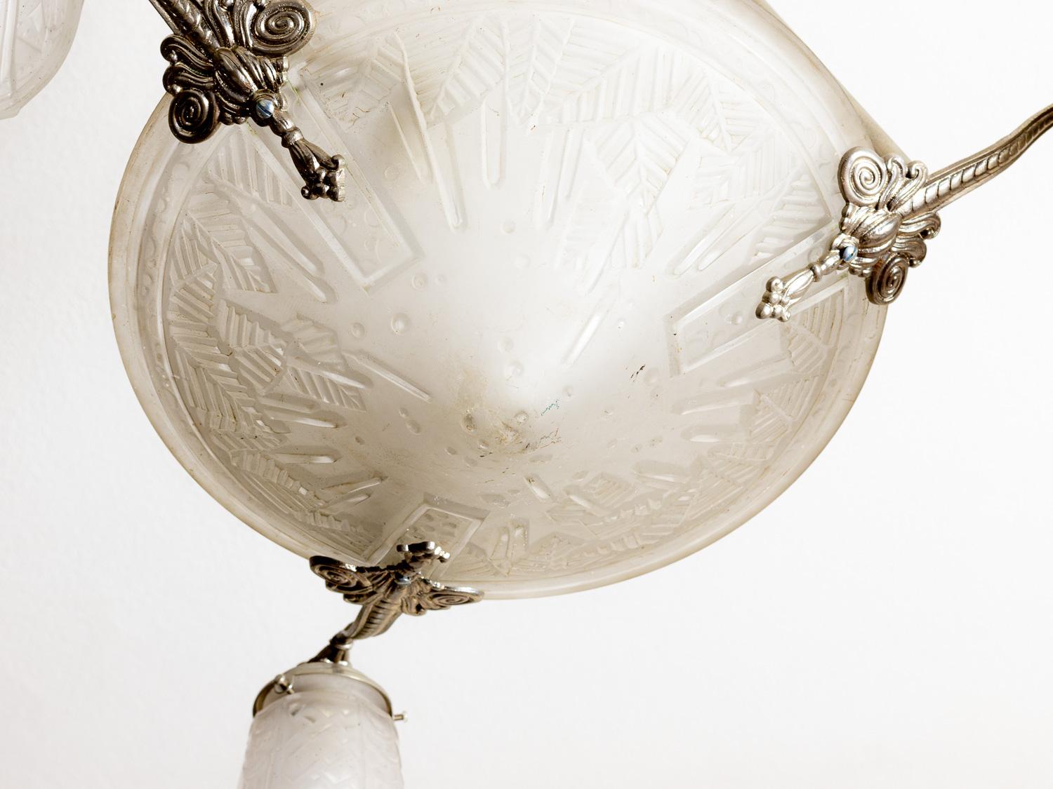 Art Deco Glass  Ceiling Lamp by Muller, 20th Century For Sale 6