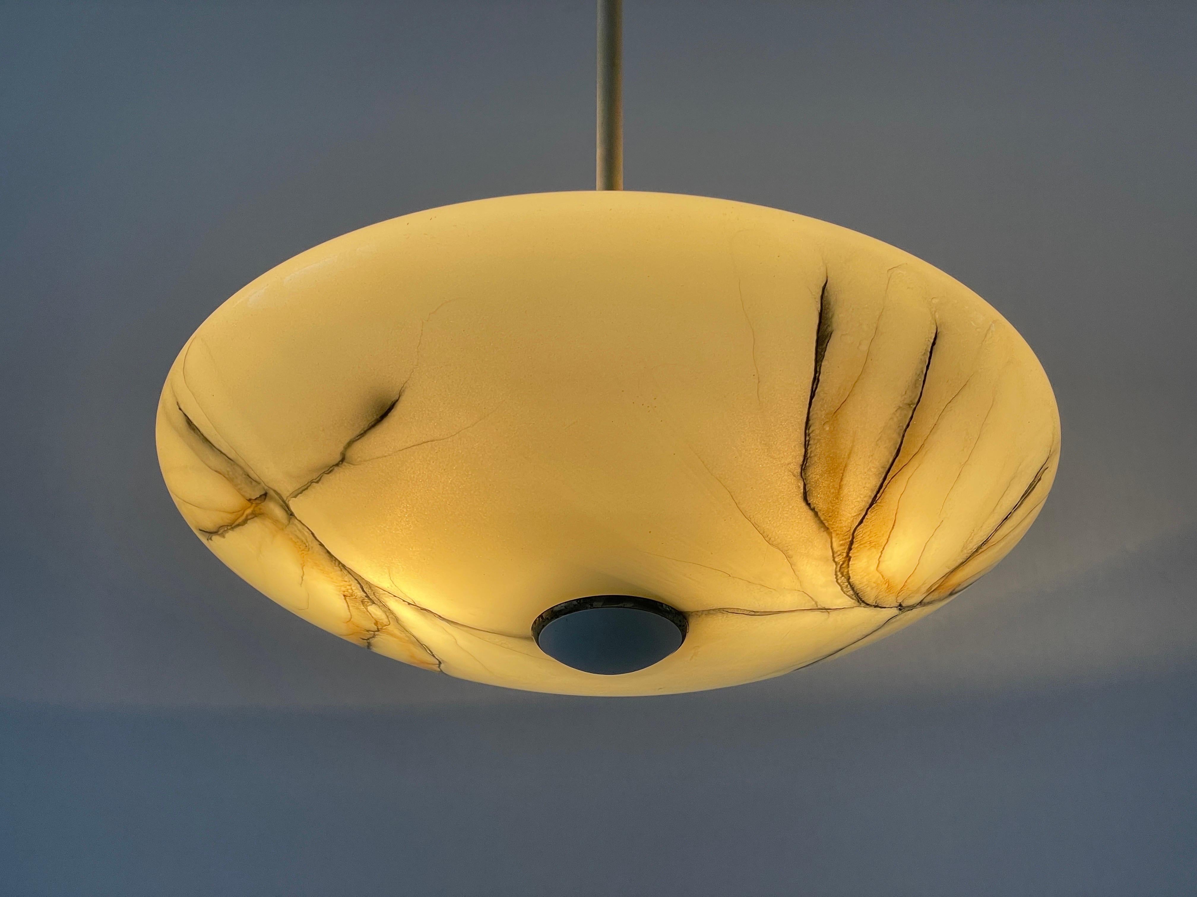 Art Deco Glass Ceiling Lamp by VEB Leuchten, 1940s, Germany For Sale 6