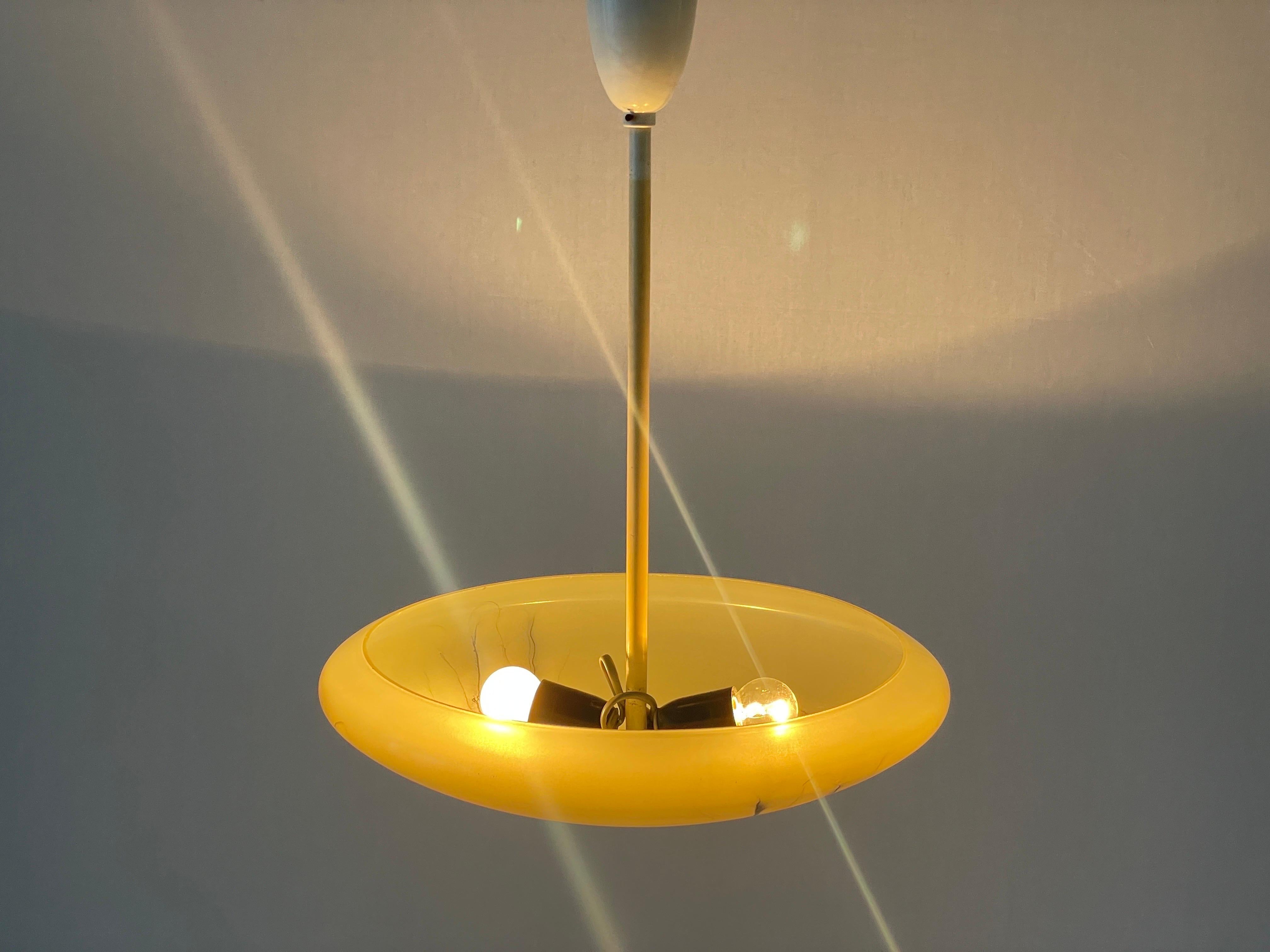 Art Deco Glass Ceiling Lamp by VEB Leuchten, 1940s, Germany For Sale 7