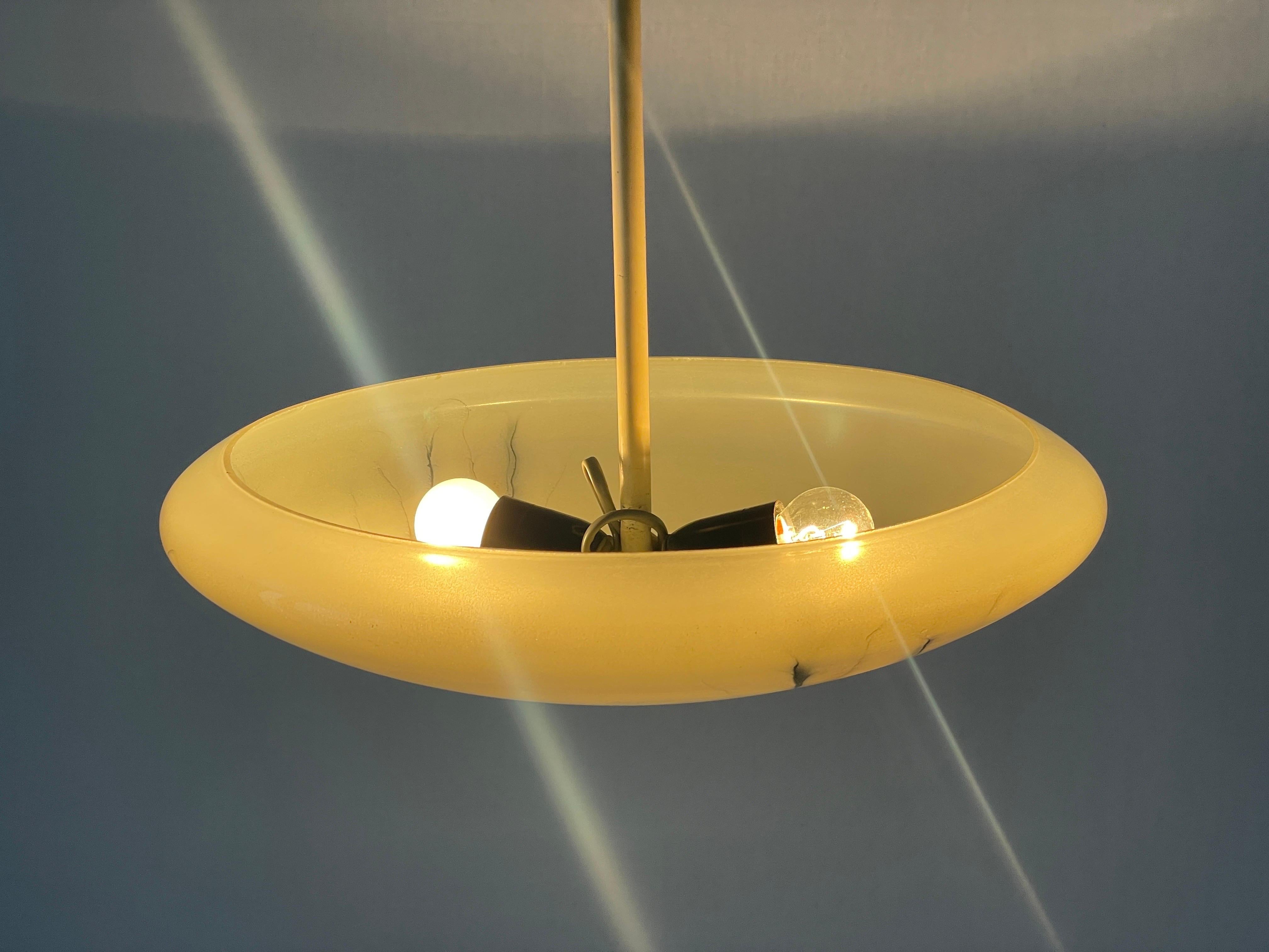 Art Deco Glass Ceiling Lamp by VEB Leuchten, 1940s, Germany For Sale 8