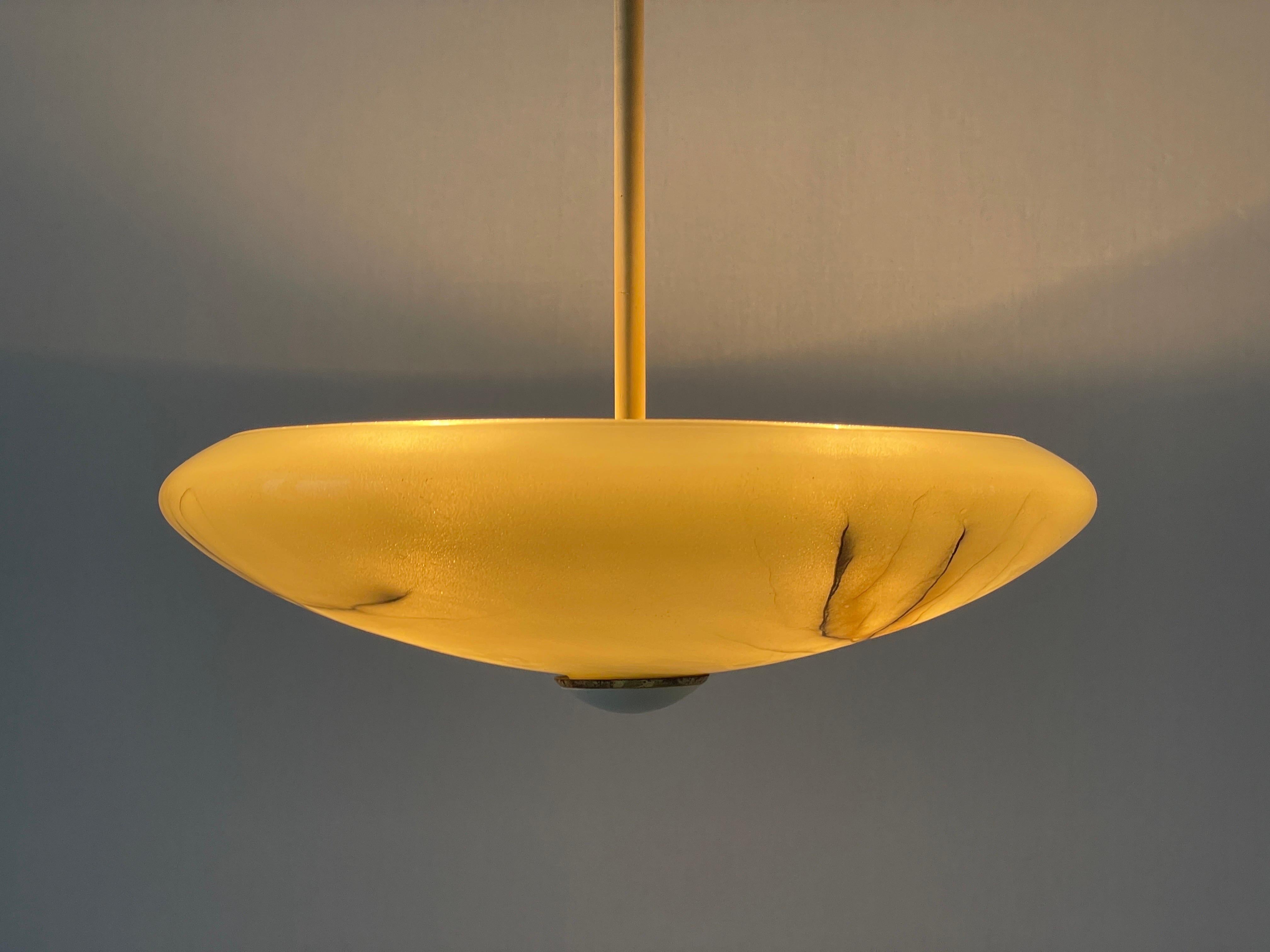 Art Deco Glass Ceiling Lamp by VEB Leuchten, 1940s, Germany For Sale 9