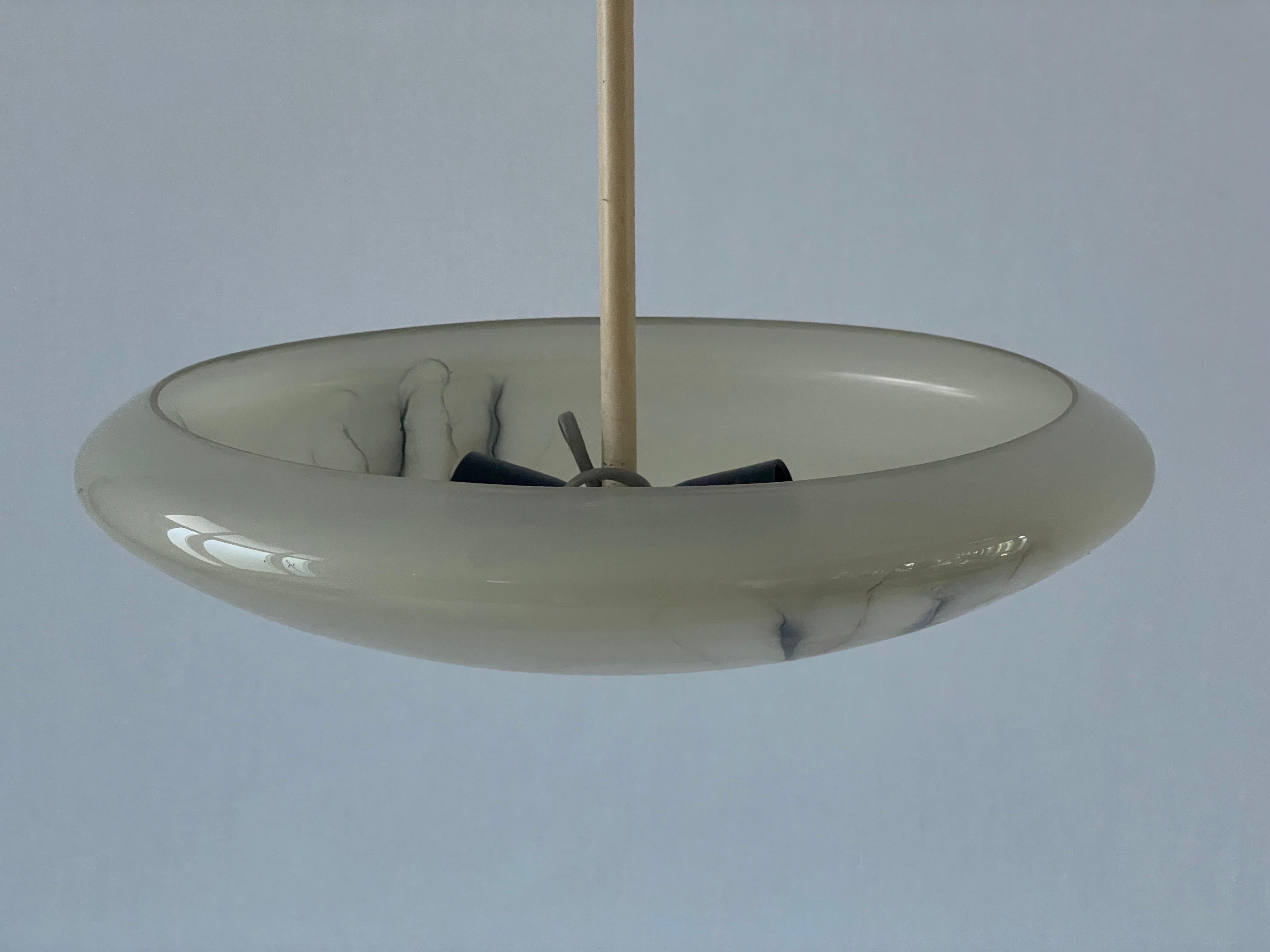 Mid-20th Century Art Deco Glass Ceiling Lamp by VEB Leuchten, 1940s, Germany For Sale