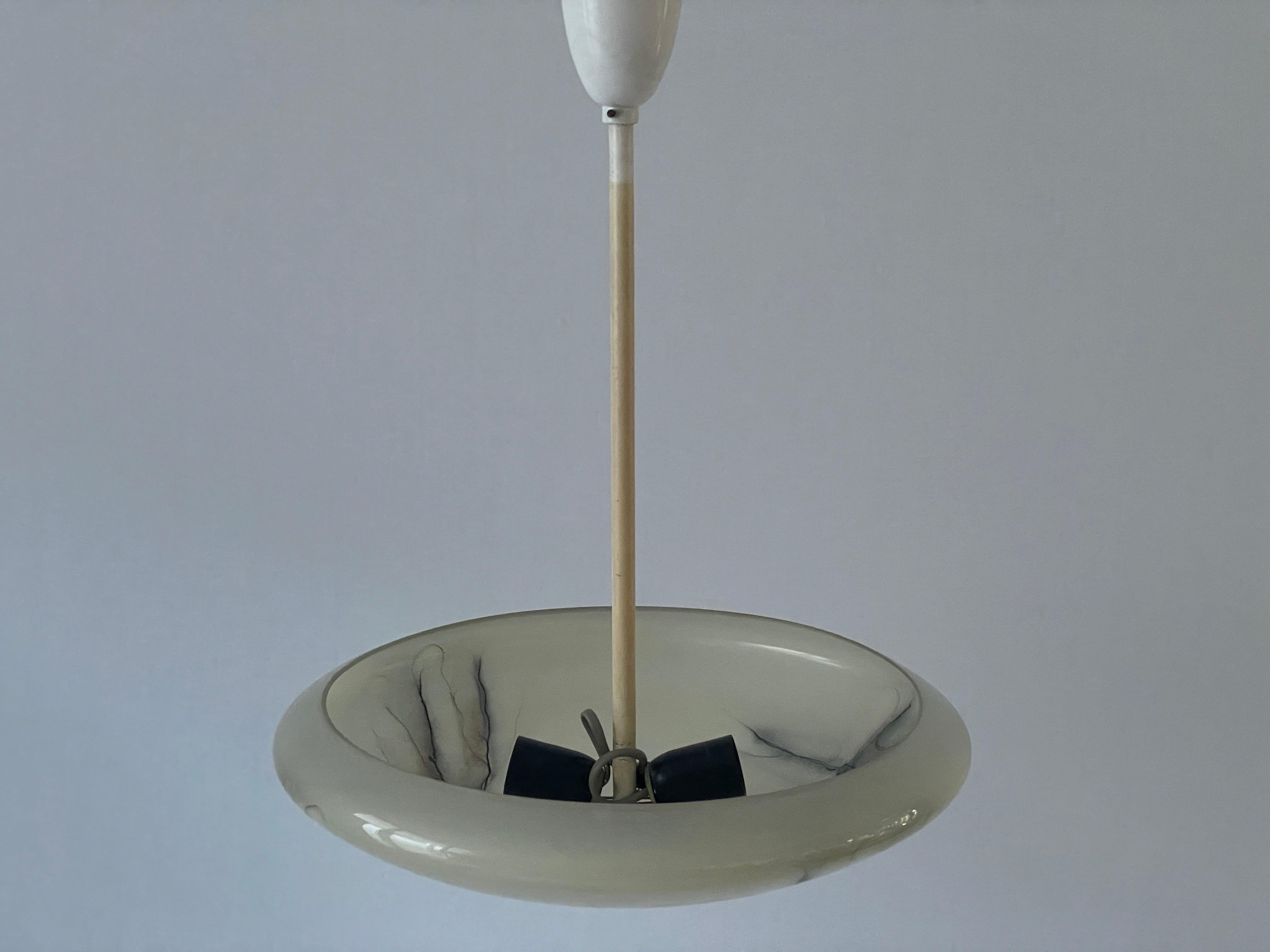 Brass Art Deco Glass Ceiling Lamp by VEB Leuchten, 1940s, Germany For Sale