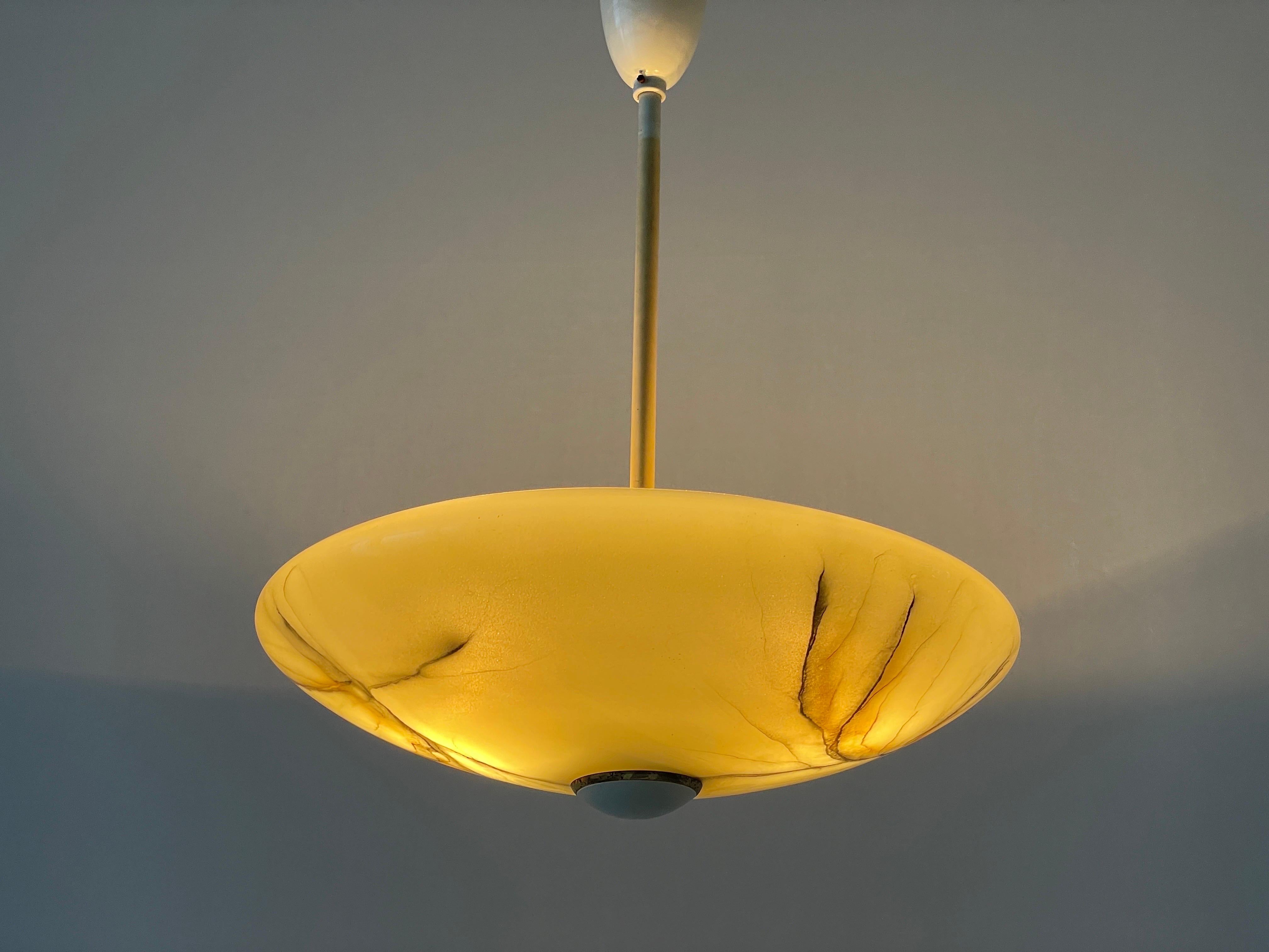 Art Deco Glass Ceiling Lamp by VEB Leuchten, 1940s, Germany For Sale 4