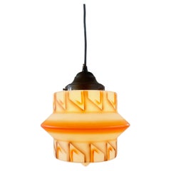 Art-Déco-Deckenleuchte aus Glas, Orange und mattiertem Weiß und Messing, 1930er Jahre, Deutschland