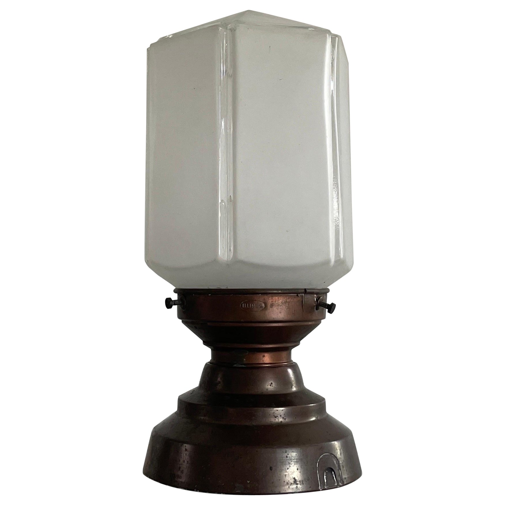 Lámpara de techo de cristal Art Decó con base de cobre de Zenith, años 30, Alemania en venta