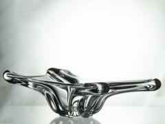 French Art Deco Crystal Centerpiece, Sculptural Design, 20th Century