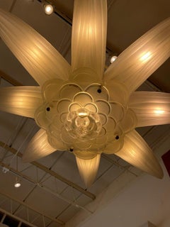 Lampadario in vetro Art Déco di Genet & Michon