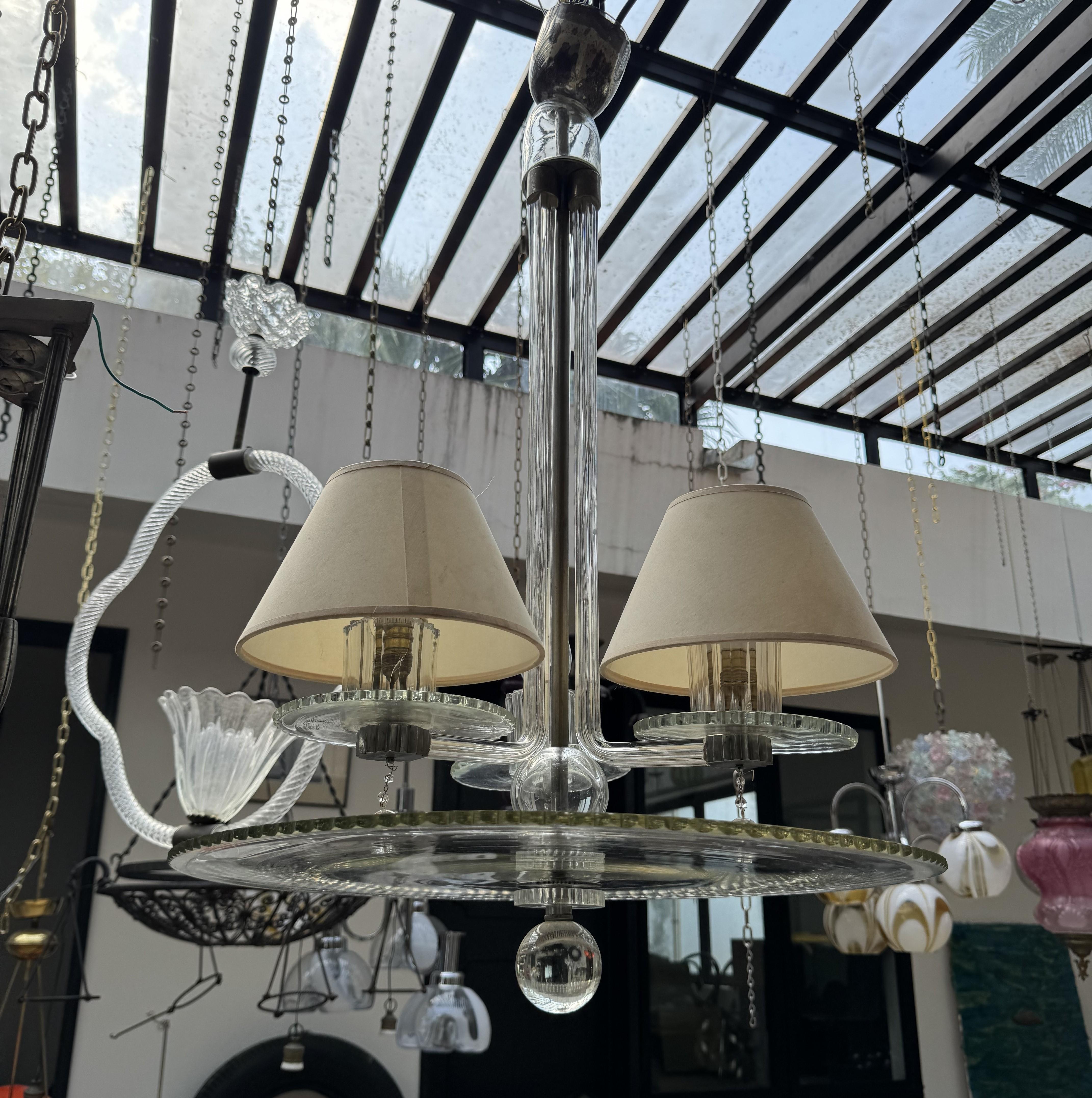 Lampadario in vetro Art Deco, Francia, anni '20 circa In condizioni buone in vendita a Merida, Yucatan