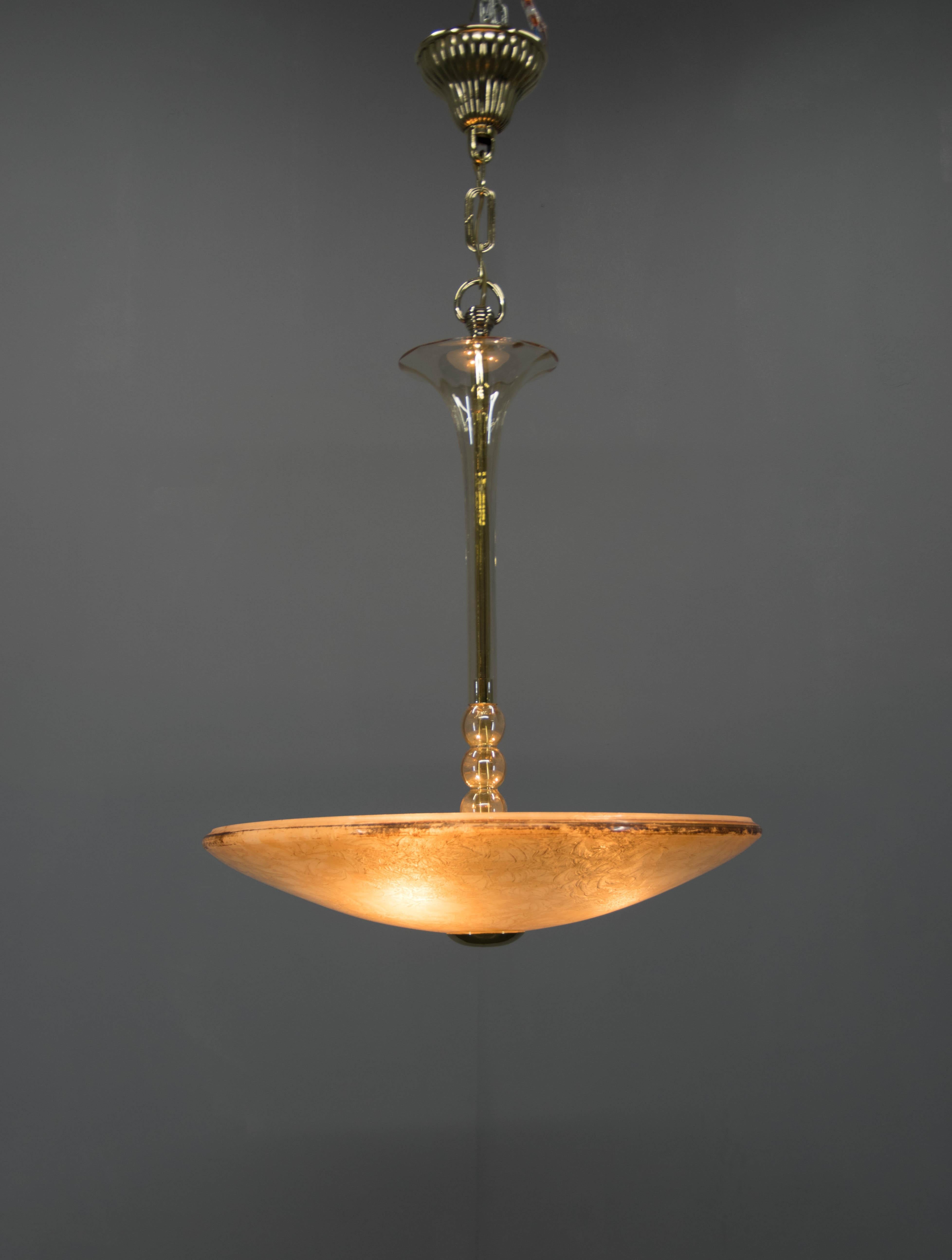 Lampadario in vetro Art Déco, Kamenicky Senov, 1930 in vendita 6
