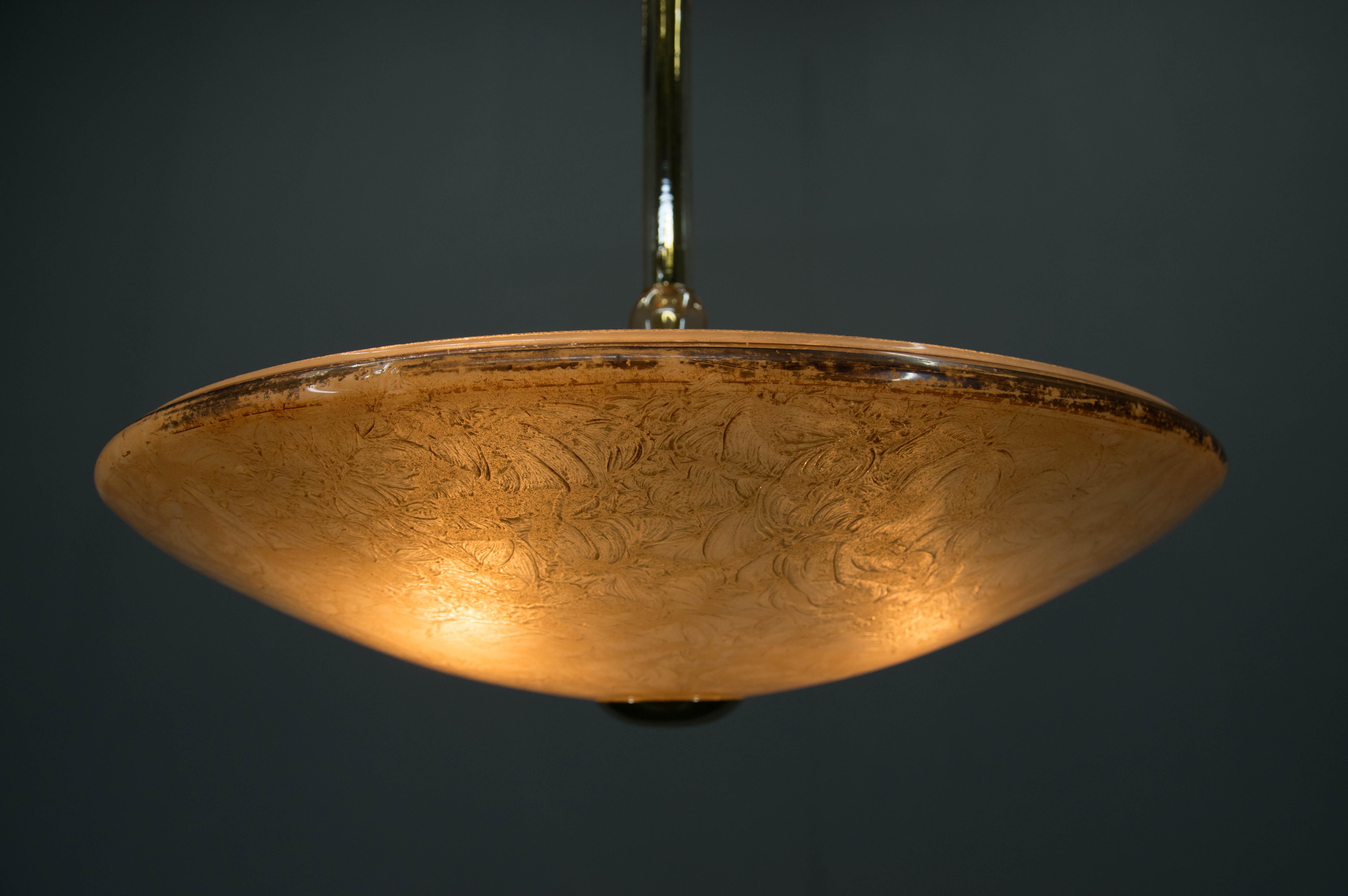 Lampadario in vetro Art Déco, Kamenicky Senov, 1930 in vendita 2