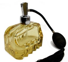 Art Deco Glass & Chrome Geometric Perfume Atomiser, England, C1930s