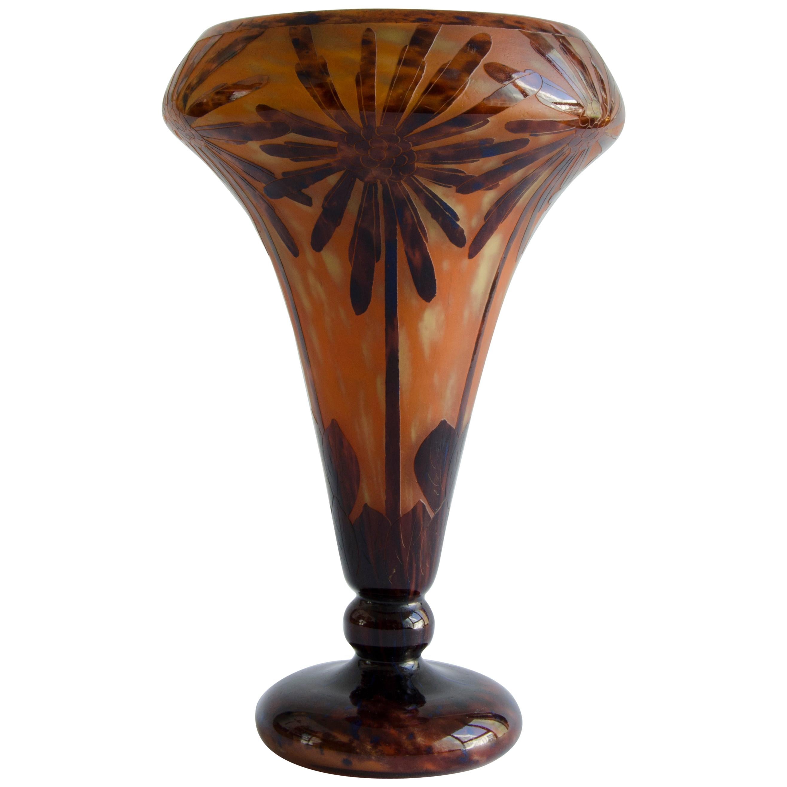 Verre Art Déco Cocotier Charles Schneider France 1920