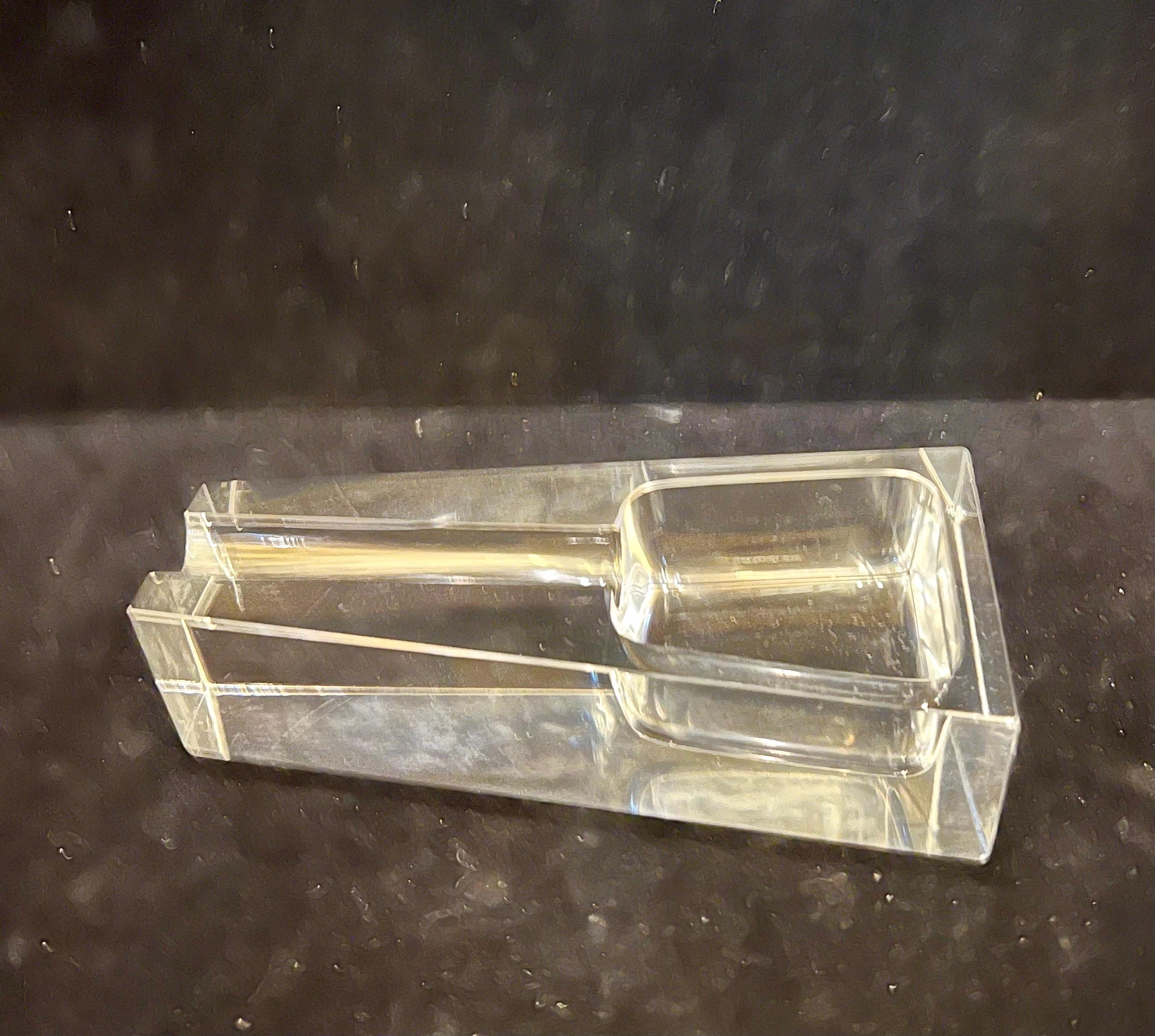 English Art Deco Glass Crystal Pipe Holder / Stand / Rest Attributed to Dunhill