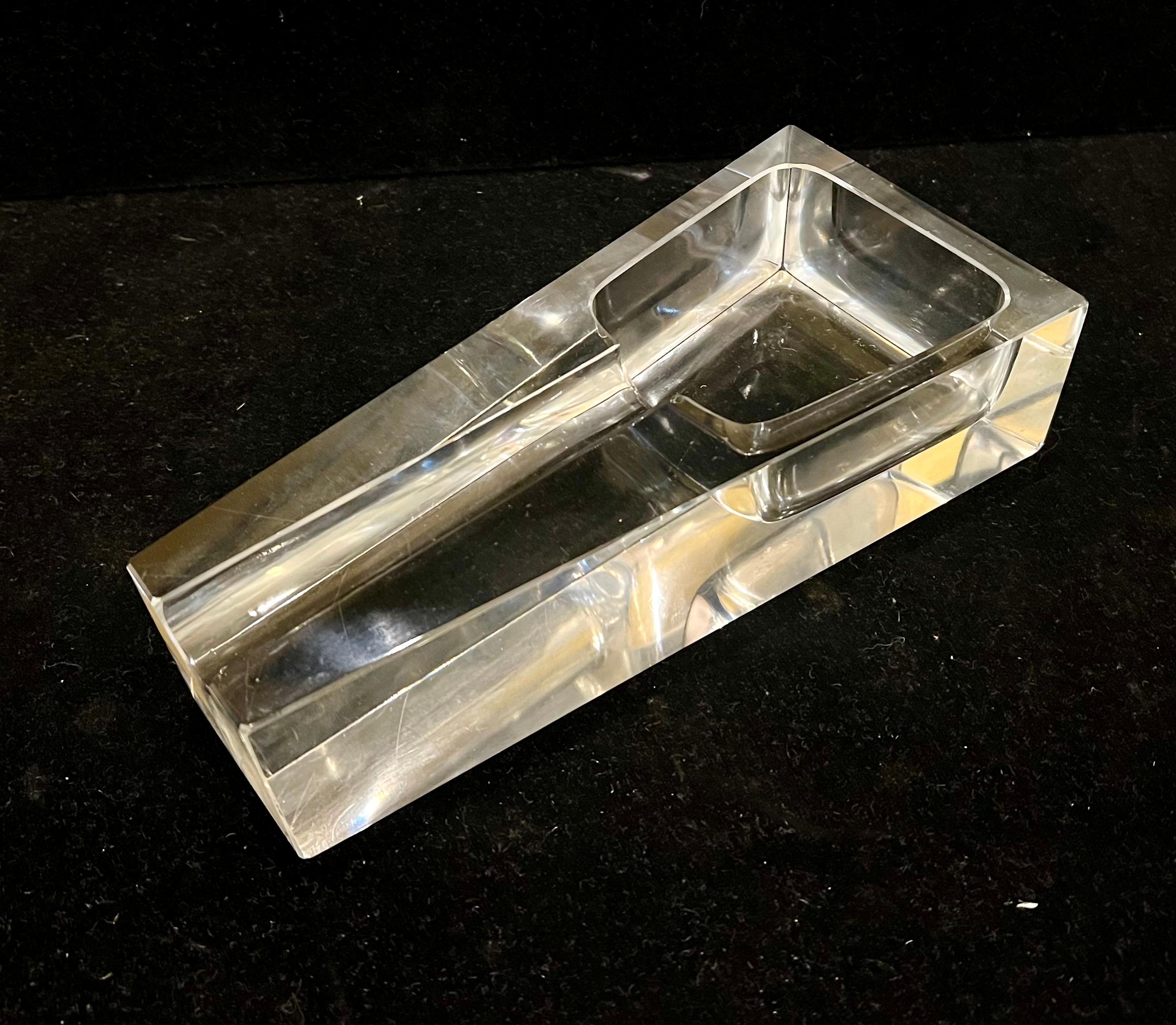 20th Century Art Deco Glass Crystal Pipe Holder / Stand / Rest Attributed to Dunhill