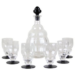 Vintage Art Deco Glass Decanter Set by Carl Stölzle, CZ, circa 1930