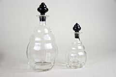 Art Deco Glass Decanter Set by Carl Stölzle on Silvered Plate, CZ, circa 1920