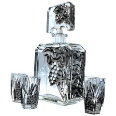 Art Deco Glass Decanter Set by Schlevogt & Hoffman, circa 1930