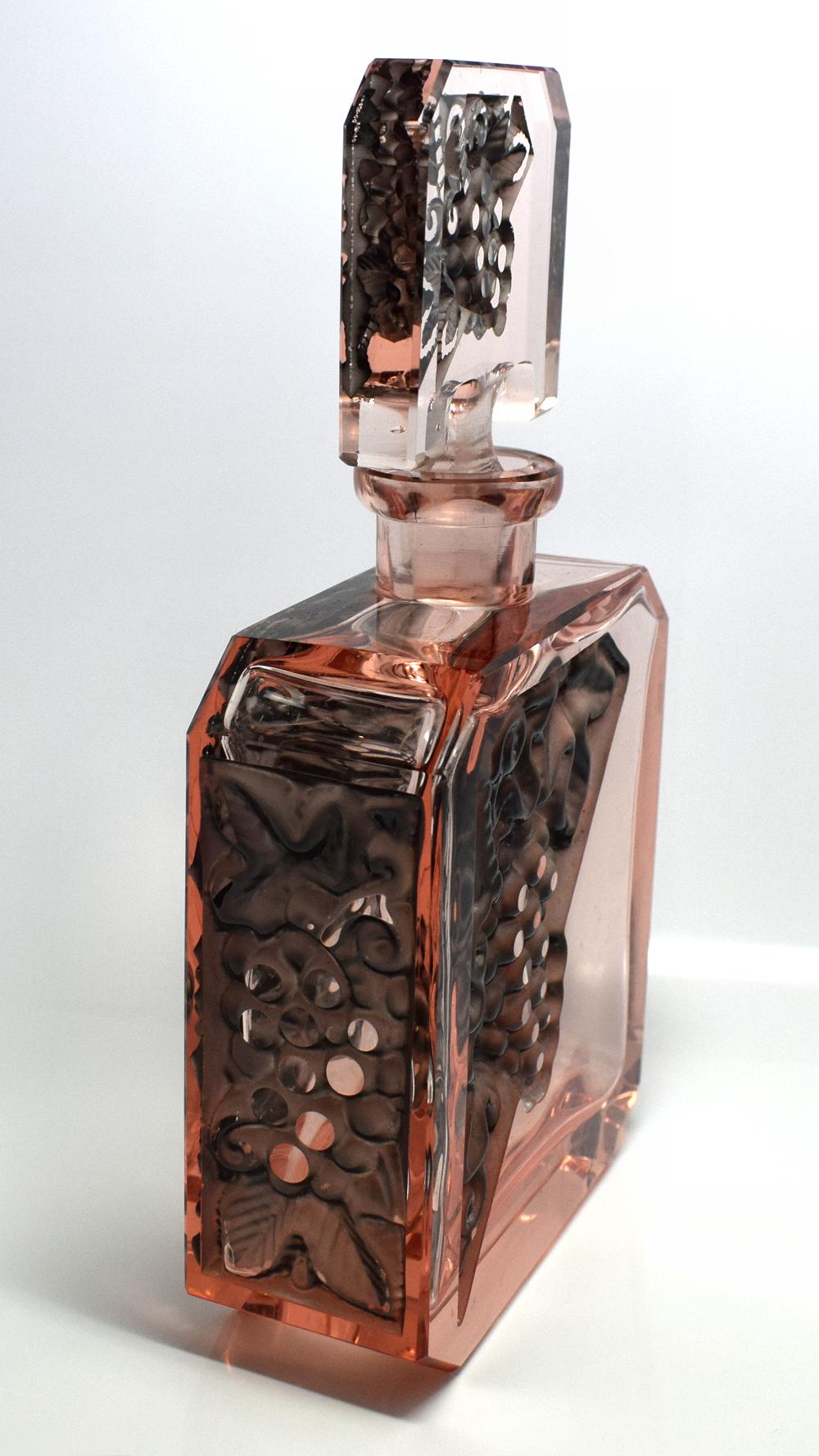 Czech Art Deco Glass Decanter Set by Schlevogt & Hoffman