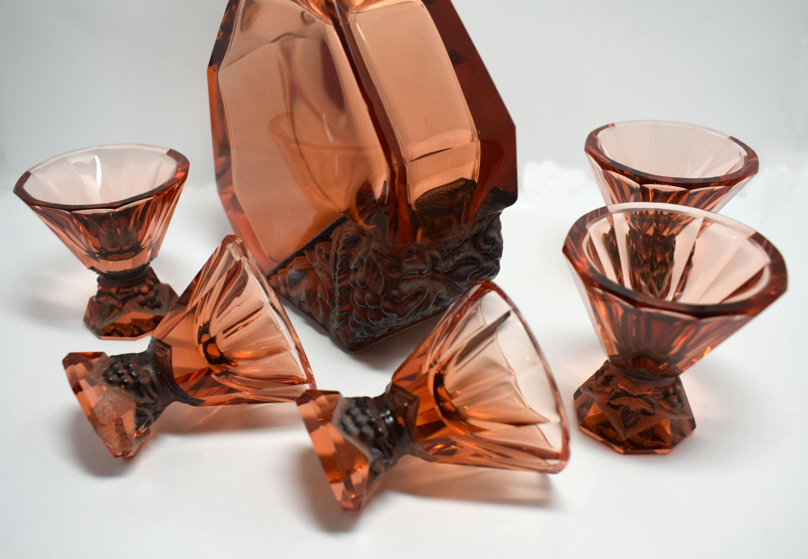 Art Deco Glass Decanter Set by Schlevogt & Hoffman 2