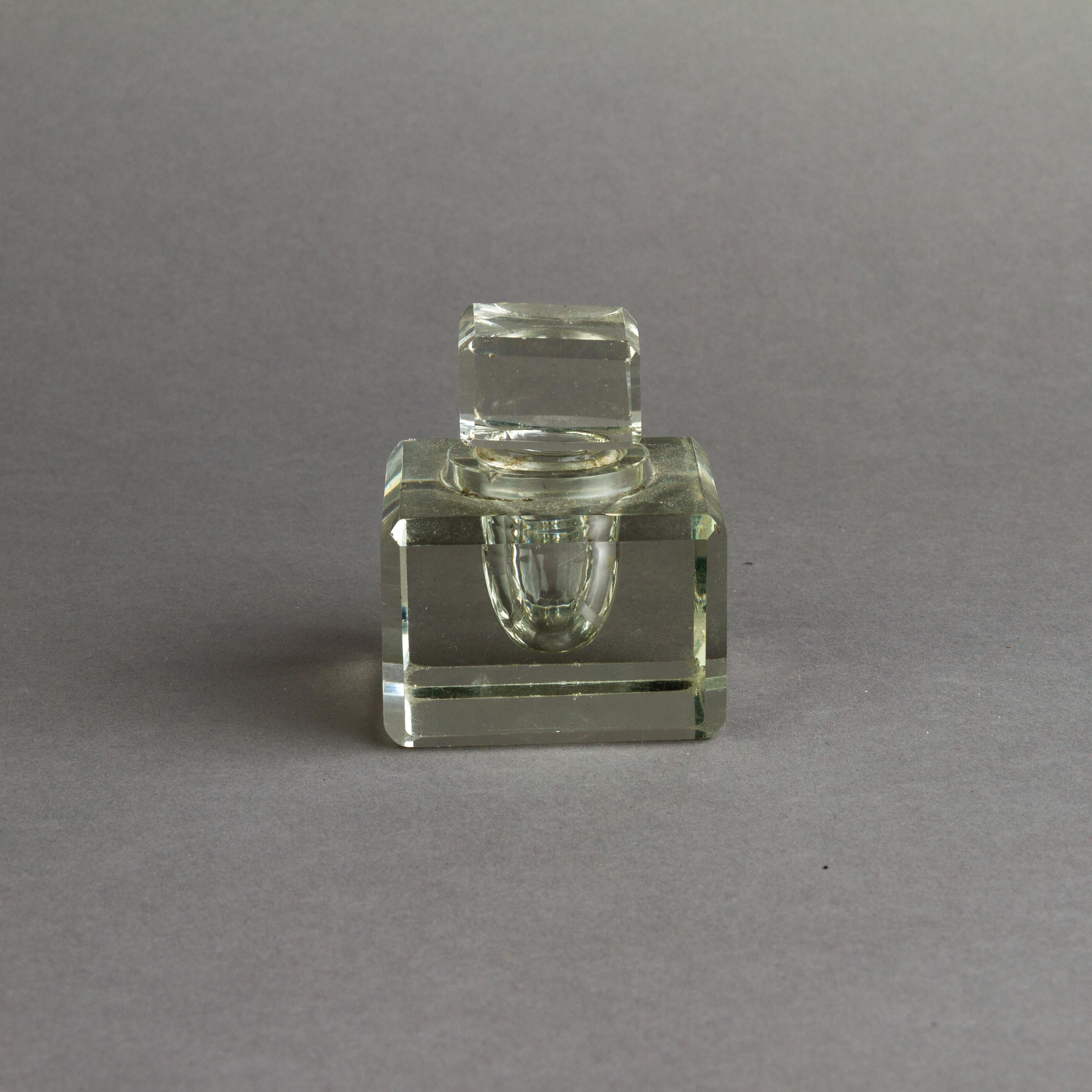 Art Deco Glass Desk Inkwell  In Good Condition In Nottingham, GB