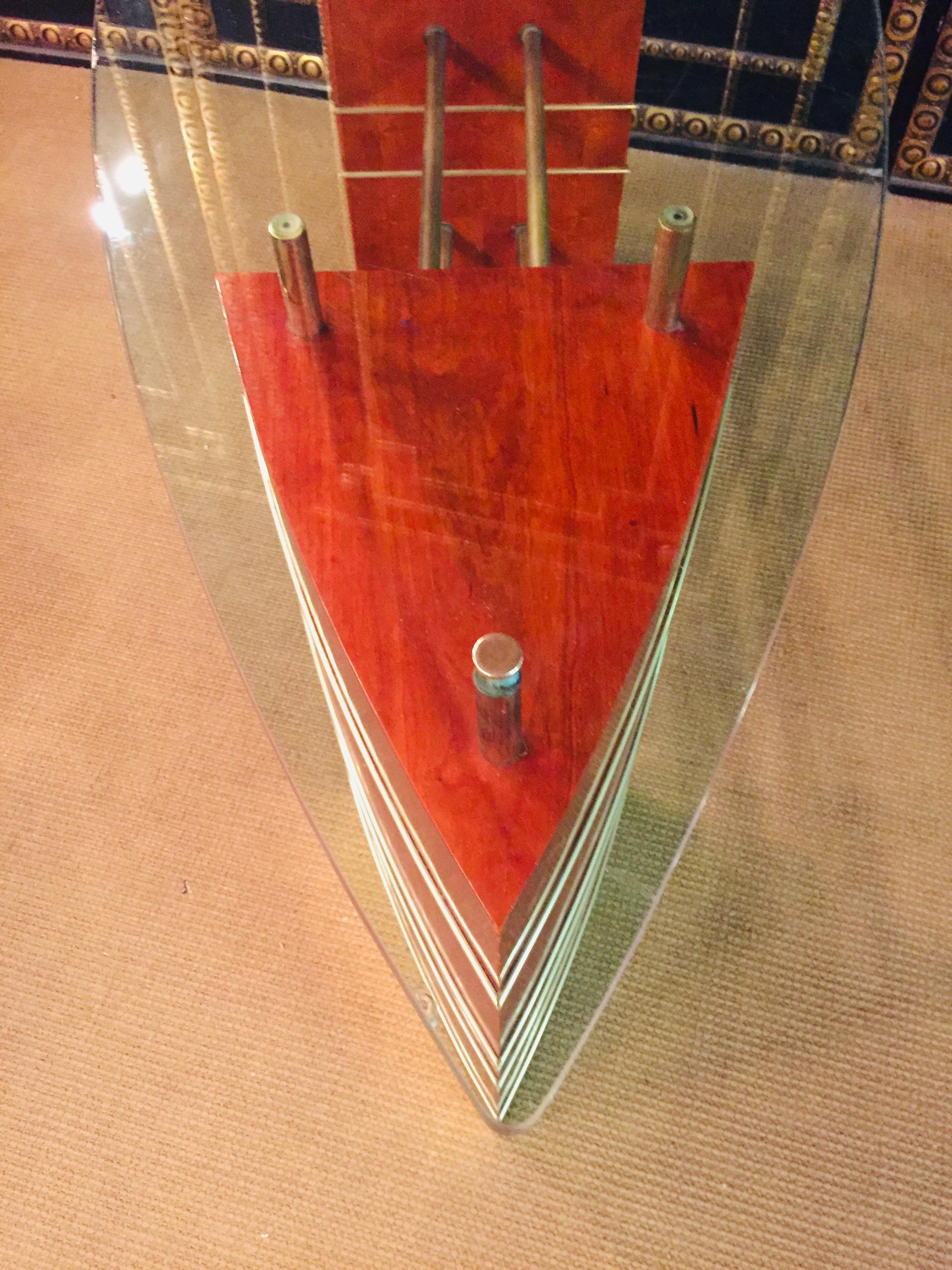 Art Deco Glass Desk or Reception Table maple veneer 11