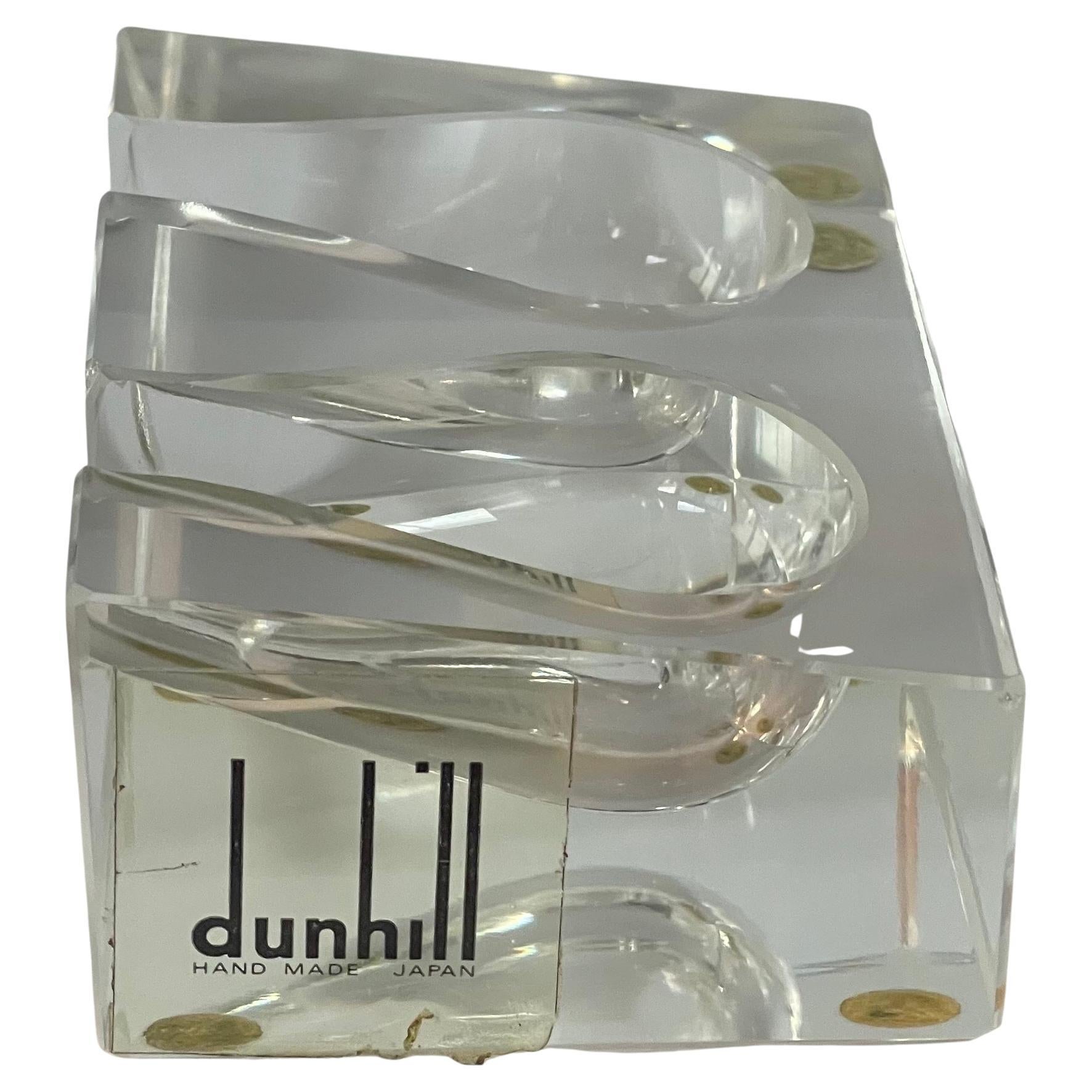 Un très beau et rare porte-pipe double en verre art déco / support / repose par Dunhill, vers les années 1940.  Le reste est en très bon état, sans éclats ni fissures, et mesure 4,25