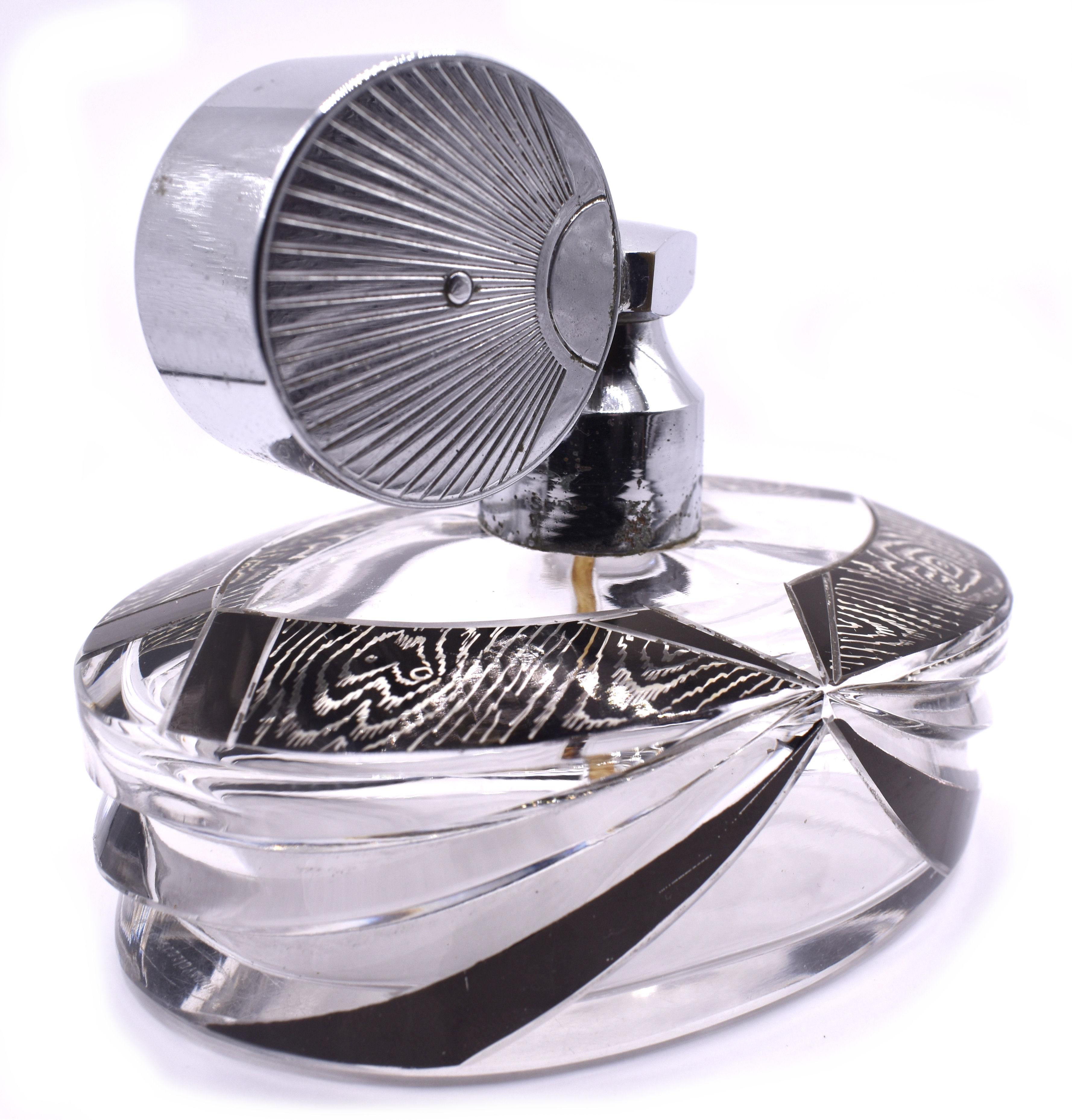 20th Century Art Deco Glass & Enamel Ladies Perfume Atomizer, c1930