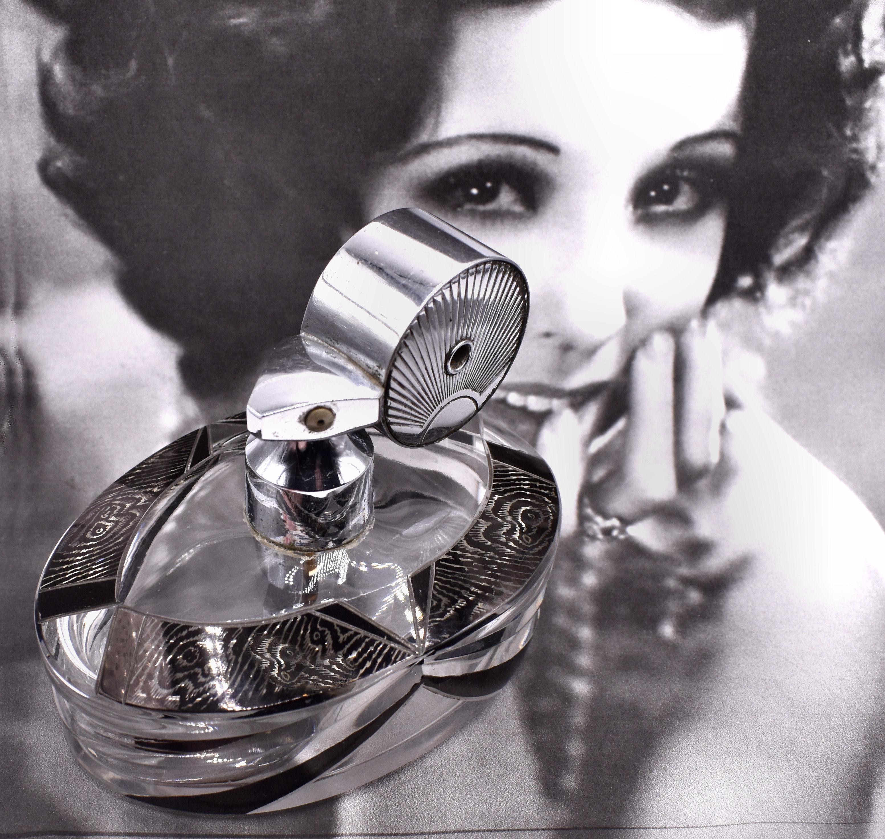 Art Deco Glass & Enamel Ladies Perfume Atomizer, c1930 2