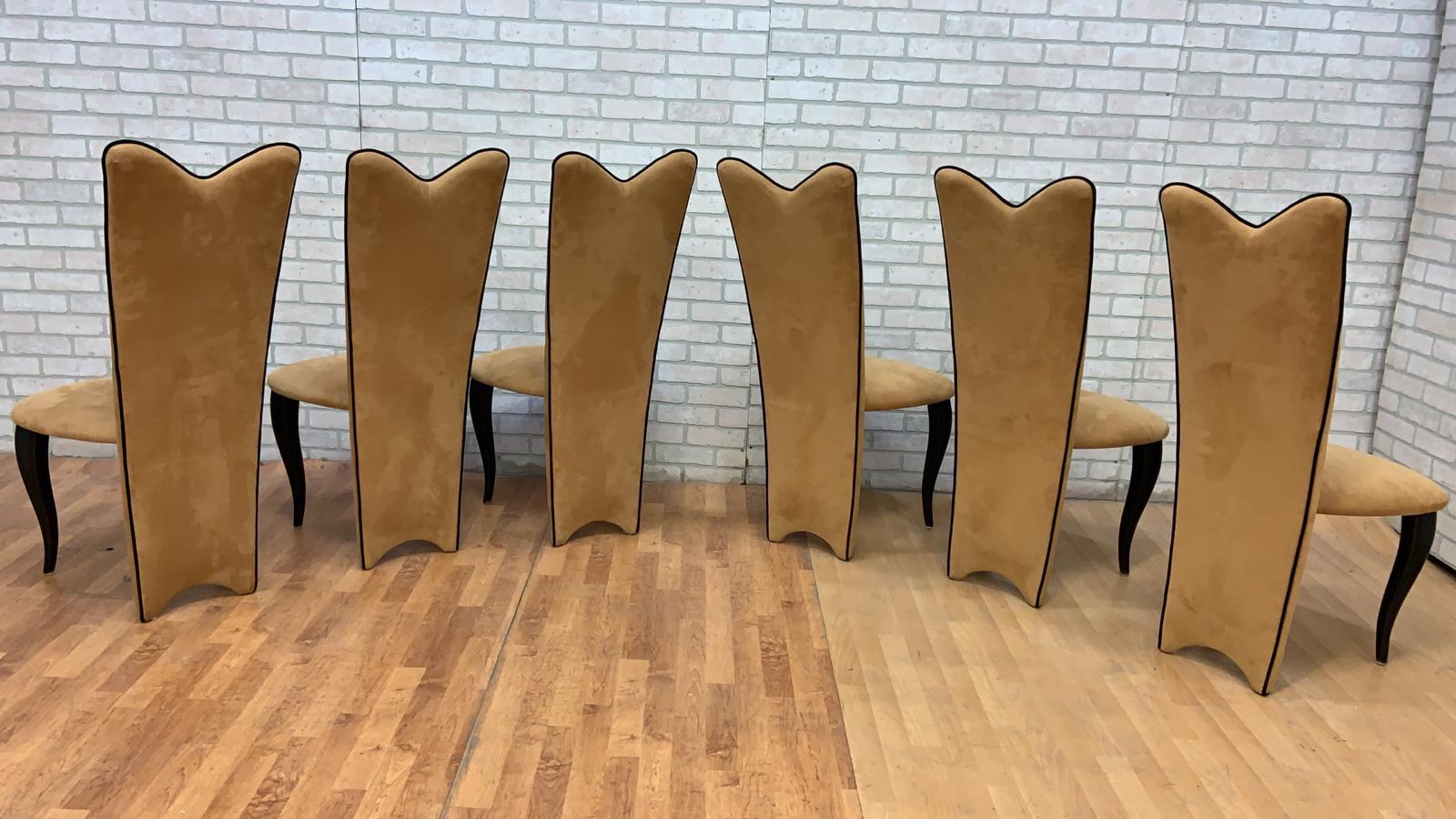 Table de salle à manger Art Déco à rallonge avec chaises de salle à manger à haut dossier - ensemble de 9 pièces en vente 5