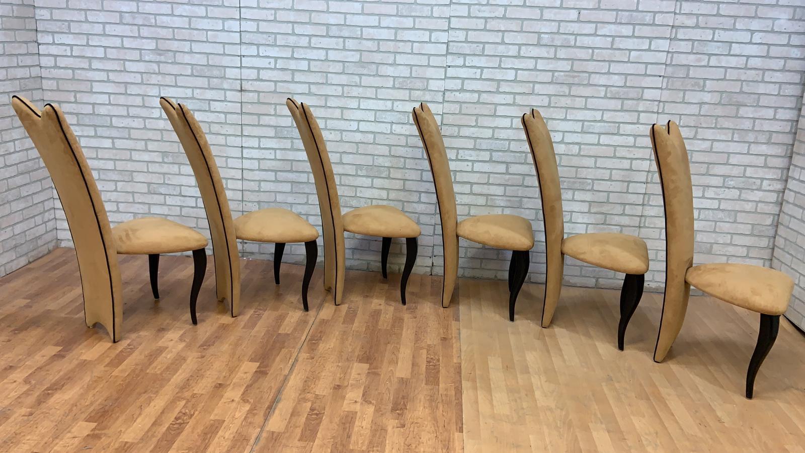 Table de salle à manger Art Déco à rallonge avec chaises de salle à manger à haut dossier - ensemble de 9 pièces en vente 9