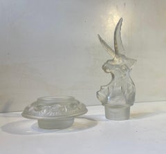 Art Deco Glass Flower Frog in the style of Réne Lalique