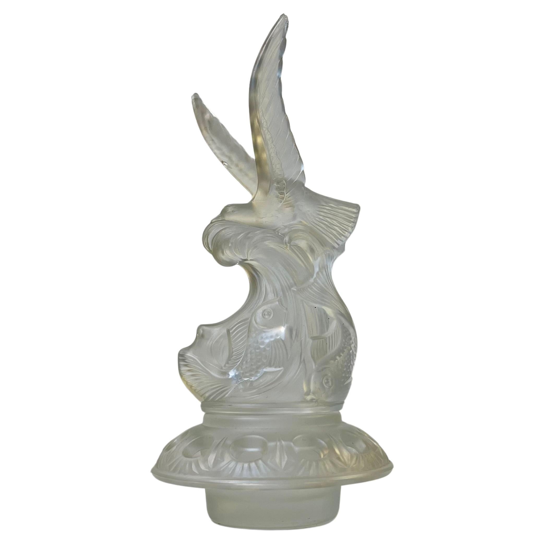 Art Deco Glass Flower Frog in the style of Réne Lalique
