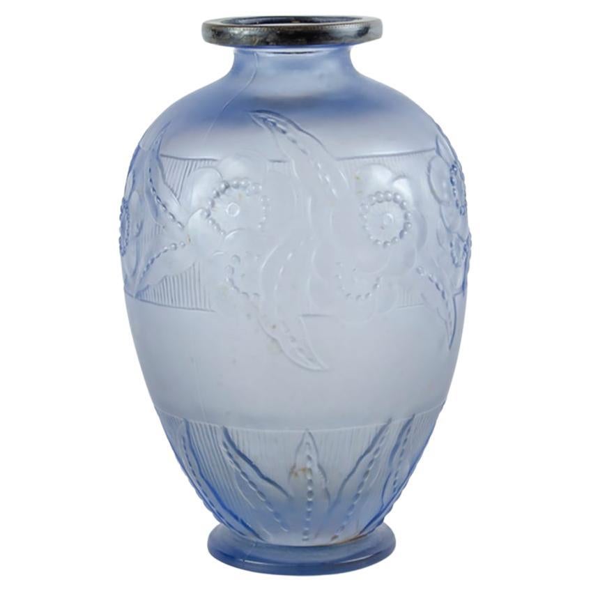 Art Deco Glass Flower Vase Marius Sabino For Sale