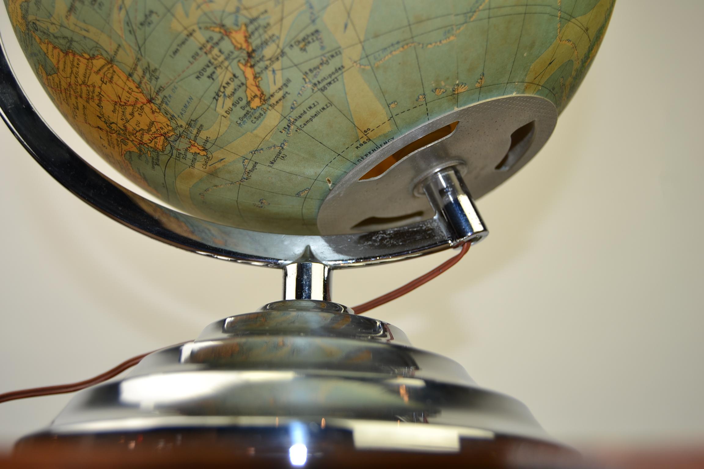 20th Century Art Deco Glass Globe by Terrestre Perrina, M. Picquart, Paris , France, 1930s