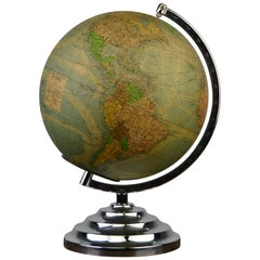 Art Deco Glass Globe by Terrestre Perrina, M. Picquart, Paris , France, 1930s