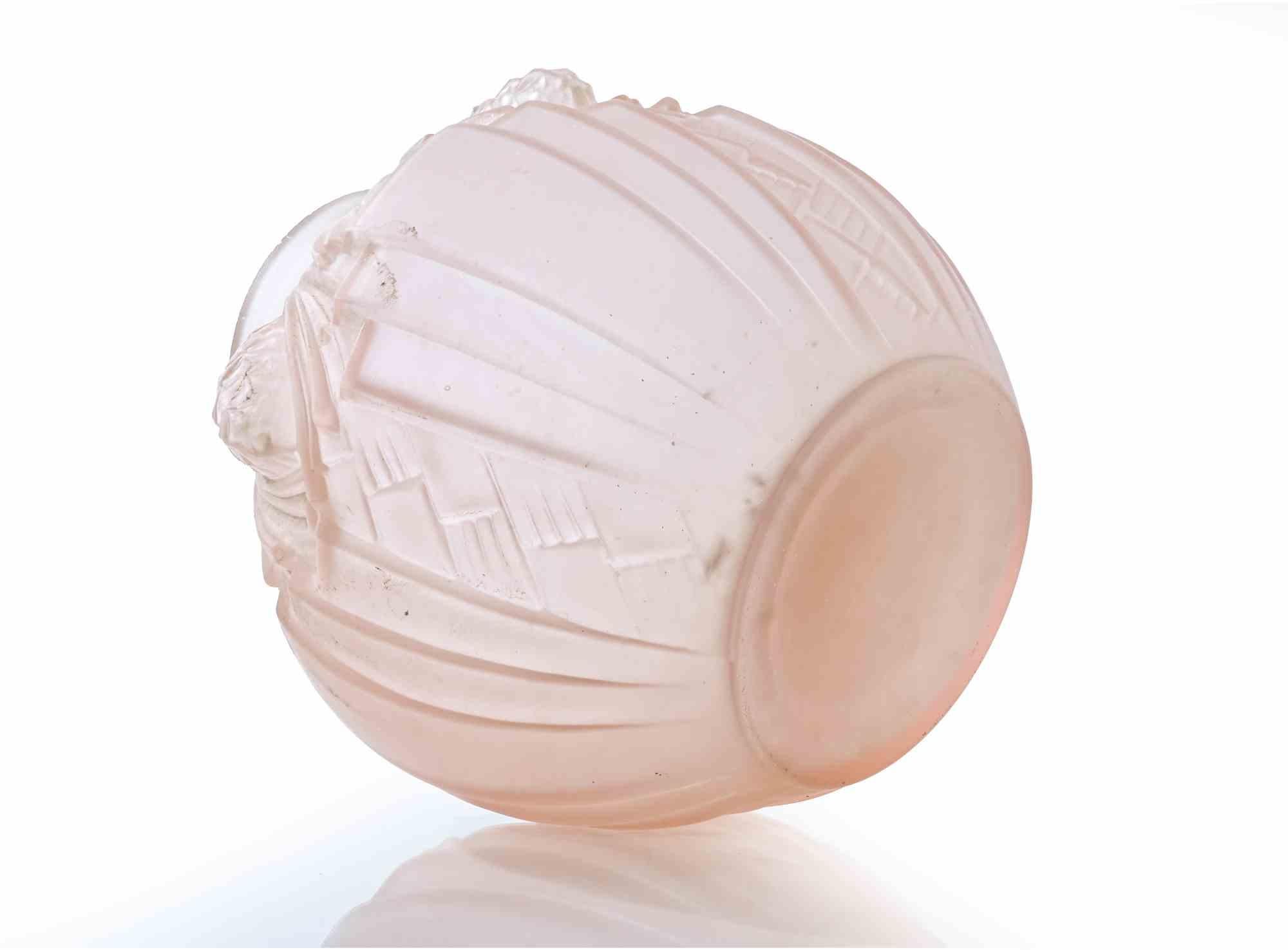 French Art Deco Glass Globe Vase by De Cagny, 1930s For Sale