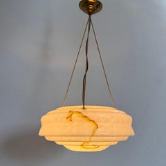 Art deco Glas-Hängelampe, 1950er Jahre
