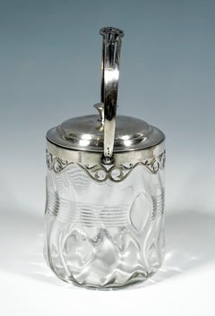 Art Deco Glass Ice Bucket with Silver Mount, Kattner & Co Vienna, around 1925